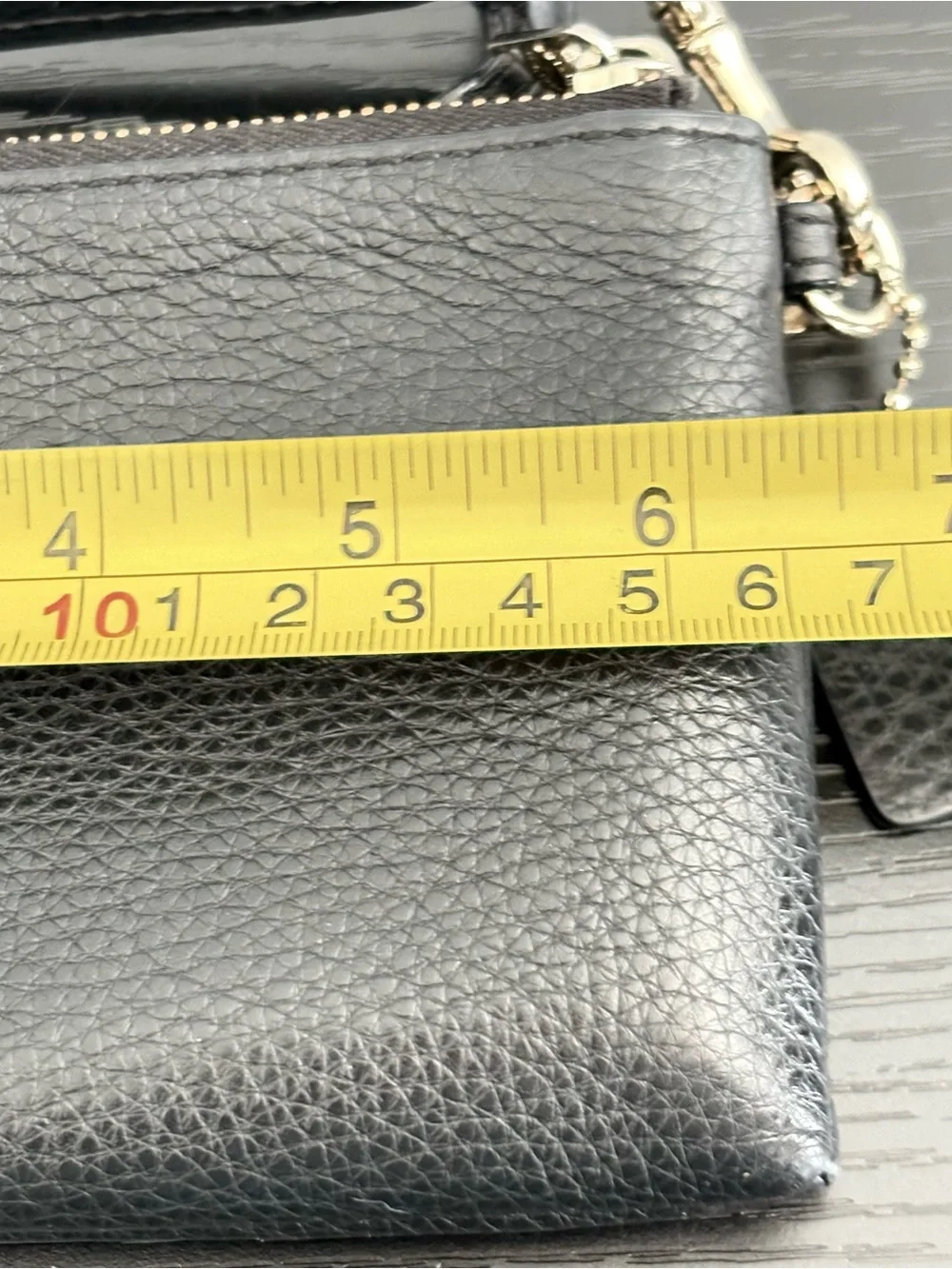 Coach Double Zip Black Leather Wristlet Wallet Gold Hardware